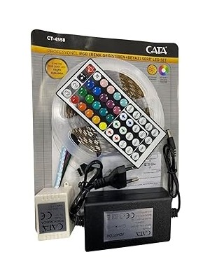 Cata CT-4558 Rgb Şerit LED Seti (5 mt Rgb Led+Trafo+Rgb Kumanda)