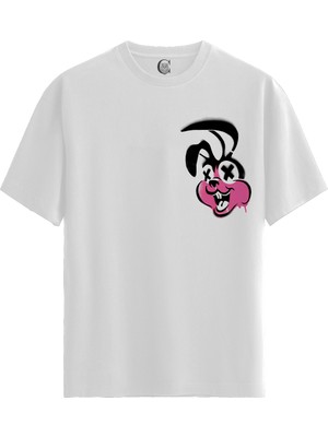 Color Luxe Twisted Bunny - %100 Pamuklu Kadın Beyaz Tişört - Premium Quality
