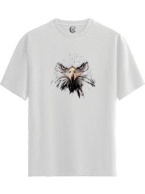 Color Luxe Steel Gaze - %100 Pamuklu Erkek Beyaz Tişört - Premium Quality