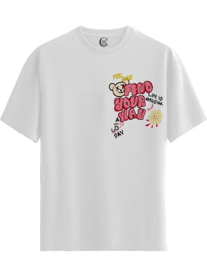 Color Luxe Find Your Way - %100 Pamuklu Kadın Beyaz Tişört - Premium Quality