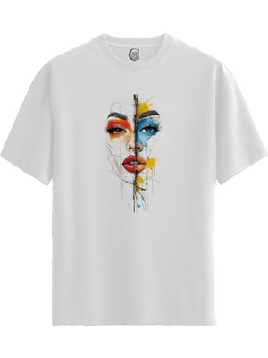 Color Luxe Dual Essence - %100 Pamuklu Kadın Beyaz Tişört - Premium Quality