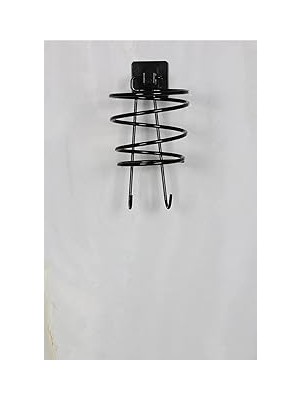 Alper Banyo Siyah Fön Makinesi Askısı Saç Kurutma Makinesi Tutacağı Yapışkanlı