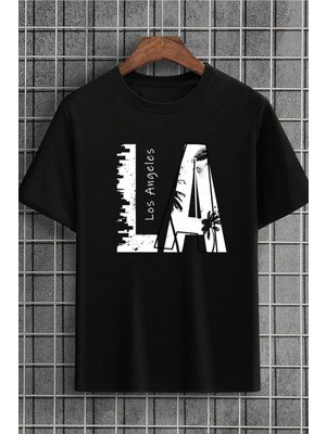 Unisex Los Angles Baskılı Tasarım Tshirt