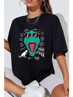 Unisex T - Rex Baskılı Kısa Kol T-Shirt