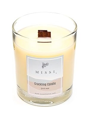 Ahşap Fitilli Palo Santo Kokulu Ekru Cracklıng Vegan Mum (Çıtırtılı)