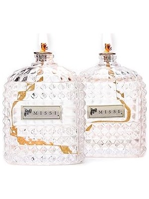 2'li Vanilya Sandal Kokulu Oval Kristal Cam Şişe Kandil Seti (2X100 Ml)