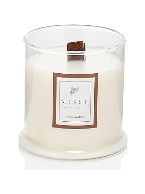 Ahşap Fitilli Dark Amber Kokulu Vegan Mum