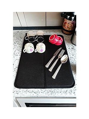 Fulia Elegance Bulaşık Kurutma Matı, Bulaşık Kurutma Örtüsü, Kaymaz Taban Emici Bulaşıklık, Katlanı
