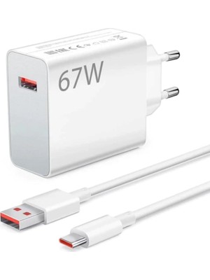 Xmart 67W (Watt) Mi 14T Pro / Mi 14T  Uyumlu Şarj Seti Kablo (1m) + Başlık