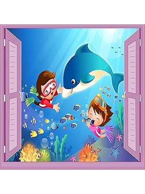 Odası Bebek Odası Pencere Poster Duvar Kağıdı Su Altı