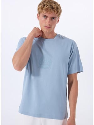 Hugo Bisiklet Yaka Düz Açık Mavi Erkek T-Shirt 50538246_DAMINOR 10258299 01