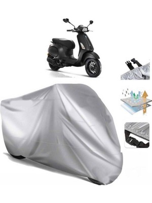 Tegin ACC | Vespa Sprint 150 Arka Çanta (Bağlantı Tokalı) Uyumlu Solarblock Prime Uyumlu Motosiklet Brandası | Su Geçirmez, %99 UV, Yansıtıcı Gümüş Üst