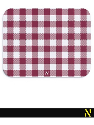Nilizma Bordo Ekose Pötikare Desenli Ergonomik Mouse Pad - 23 x 19 cm - Kaymaz Taban Ev ve Ofis Kullanımı Fare Altlığı Mousepad