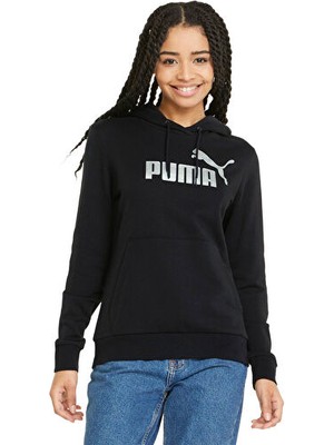 Puma Kadın Puma Black Puma Ess+ Metallic Logo Hoodie