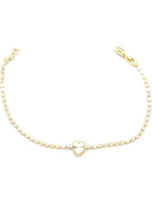 Ezme Zincir Kalp Bileklik - Altın