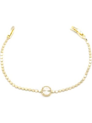 Ezme Zincir Daire Bileklik - Altın