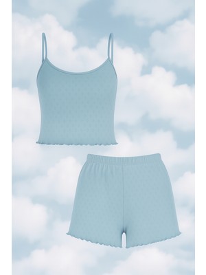 Kadın Pamuklu Ip Askılı Şort Takım