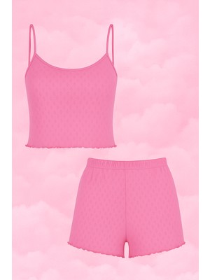 Kadın Pamuklu Ip Askılı Şort Takım