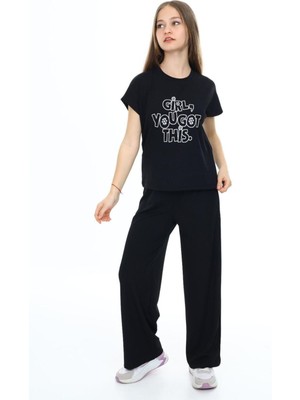 Kız Çocuk Oversize Pamuklu Beli Lastikli Fitilli Alt&üst Takım PANTOLON&TIŞÖRT-AÜT-2014