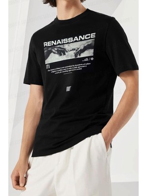 Erkek Siyah Renaissance Regular Fit Normal Kalıp T-Shirt