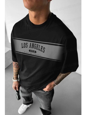 Millionaire Erkek Siyah Oversize Fit T-Shirt Truvakar Kol Günlük Stil Grafik Desenli