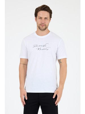 Rodi Erkek %100 Pamuk Bisiklet Yaka Kısa Kollu Baskılı T-Shirt  Rahat ve Şık Günlük Erkek Tişört 0011