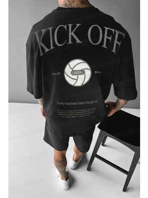 Millionaire Erkek Siyah Kick Off Oversize Fit Bol Geniş Kalıp Salaş Kesim T-Shirt