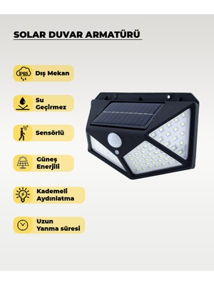 AC Aydınlatma LED Solar Duvar Armatürü Beyaz Işık
