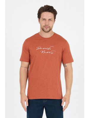 Rodi Erkek %100 Pamuk Bisiklet Yaka Kısa Kollu Baskılı T-Shirt  Rahat ve Şık Günlük Erkek Tişört 0011