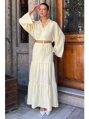 Kadın Bağlamalı Bluz Etek Ikili Takım (Astarlı Kullanım Önerilir) P-00017758