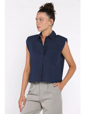 Vatkalı Sıfır Kol Kadın Gömlek P-00017530