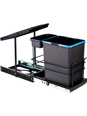 Afeks Pyramith Antrasit 16+1 Litre Teleskopik Raylı Çöp Kovası (P-9155)