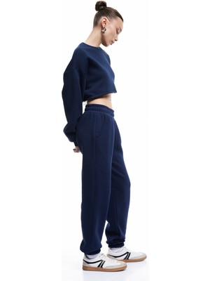 Koton Şardonlu Cepli Beli Lastikli Oversize Jogger Eşofman Altı