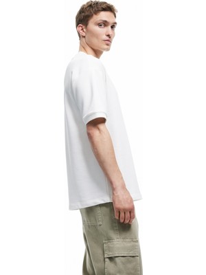 Koton Kısa Kollu Bisiklet Yaka Şardonlu Basic Oversize Tişört