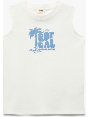 Koton Palmiye Baskılı Kolsuz Bisiklet Yaka Pamuklu Atlet