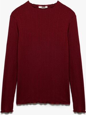 Koton Kaşkorse Viskon Slim Fit Uzun Kollu Hafif Dik Yaka Tişört