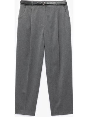 Koton Cepli Kemerli Yüksek Bel Oversize Cigarette Pantolon