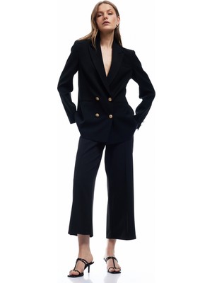 Koton Krep Scuba Kumaş Nervür Detaylı Geniş Paça Palazzo Pantolon