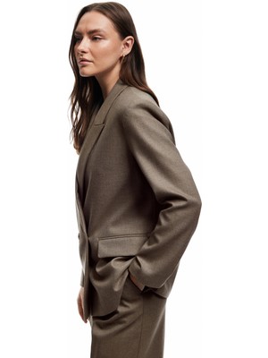 Koton Çift Cepli Uzun Kollu Kruvaze Blazer Ceket