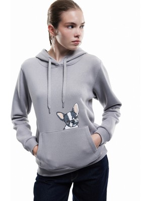 Koton Köpek Baskılı Şardonlu Kanguru Cepli Kapüşonlu Sweatshirt