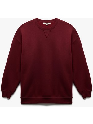 Koton Üç Iplik Şardonlu Uzun Kollu Bisiklet Yaka Oversize Sweatshirt