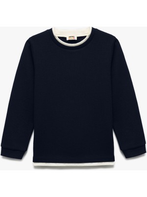 Koton Şardonlu Bisiklet Yaka Çizgili Uzun Kollu Sweatshirt