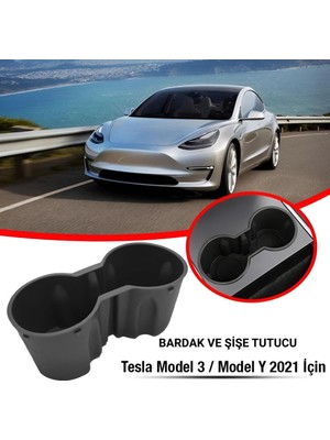 Polham Tesla Model 3 ve Model Y ile Uyumlu Bardak ve Şişe Tutucu, Temizlenebilir Çıkabilen Silikon Bardak Tutucu