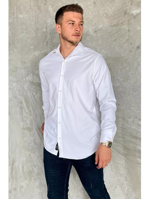 Mishar İtalia Erkek Uzun Kol Likralı Oversize Gömlek P-00017776