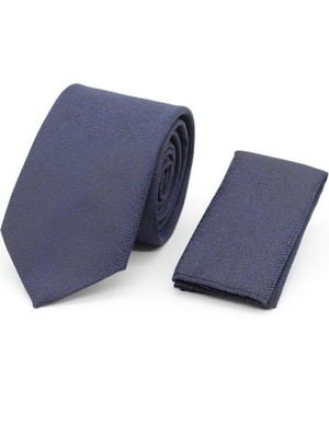 Koyu Lacivert Desenli 6 cm Kravat