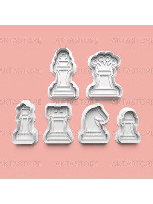 Aktastore Satranç Seti Kurabiye Kalıbı ve Şeker Hamuru Kalıbı 6'lı Set
