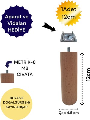 Vera Hediyelik Eşya Tekli 12 cm Oval Ahşap Ayak Bohem Tarz Koltuk Ayağı Baza Ayağı Tv Ünitesi Ayağı 3301000000883