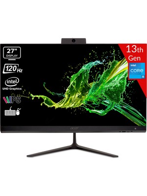 Acer C27-2E13U5UNL Intel Core I5-1334U 8gb 512GB SSD Intel UHD Graphics Linux 27 Fhd IPS 120Hz DQ.BNHEM.001 Siyah All In One Bilgisayar