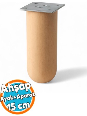 Ahşap Silindir Ayak 15 cm Aparat Dahil Mobilya Koltuk Kanepe Sehpa Masa Ayağı Ayakları