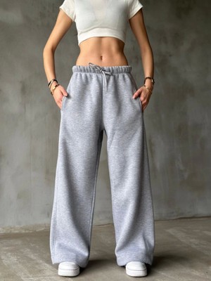 Modavera Palazzo Bol Paça Eşofman Pantolon - Gri